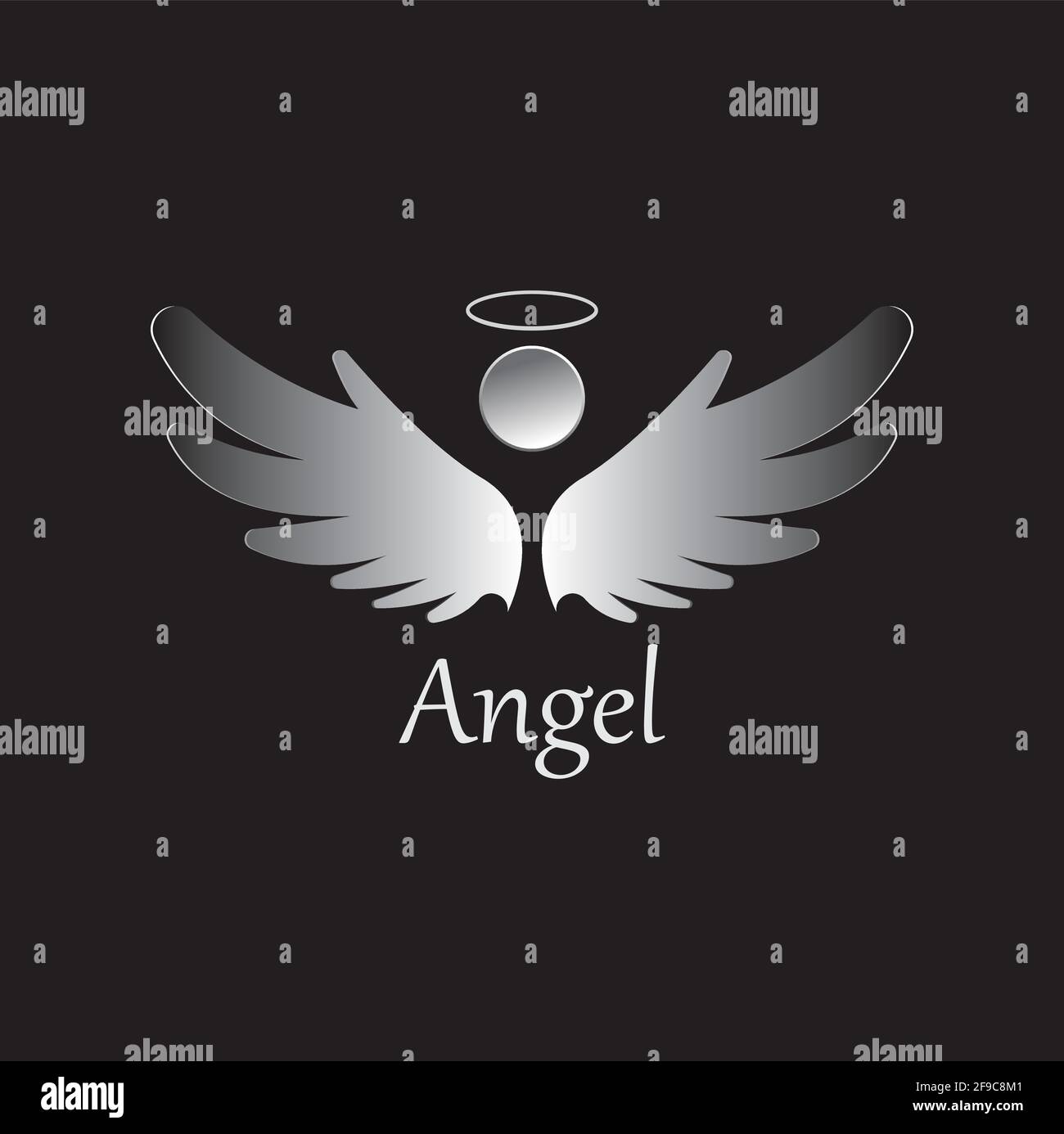 Angel icon illustration isolated on black background. Angel vector logo ...