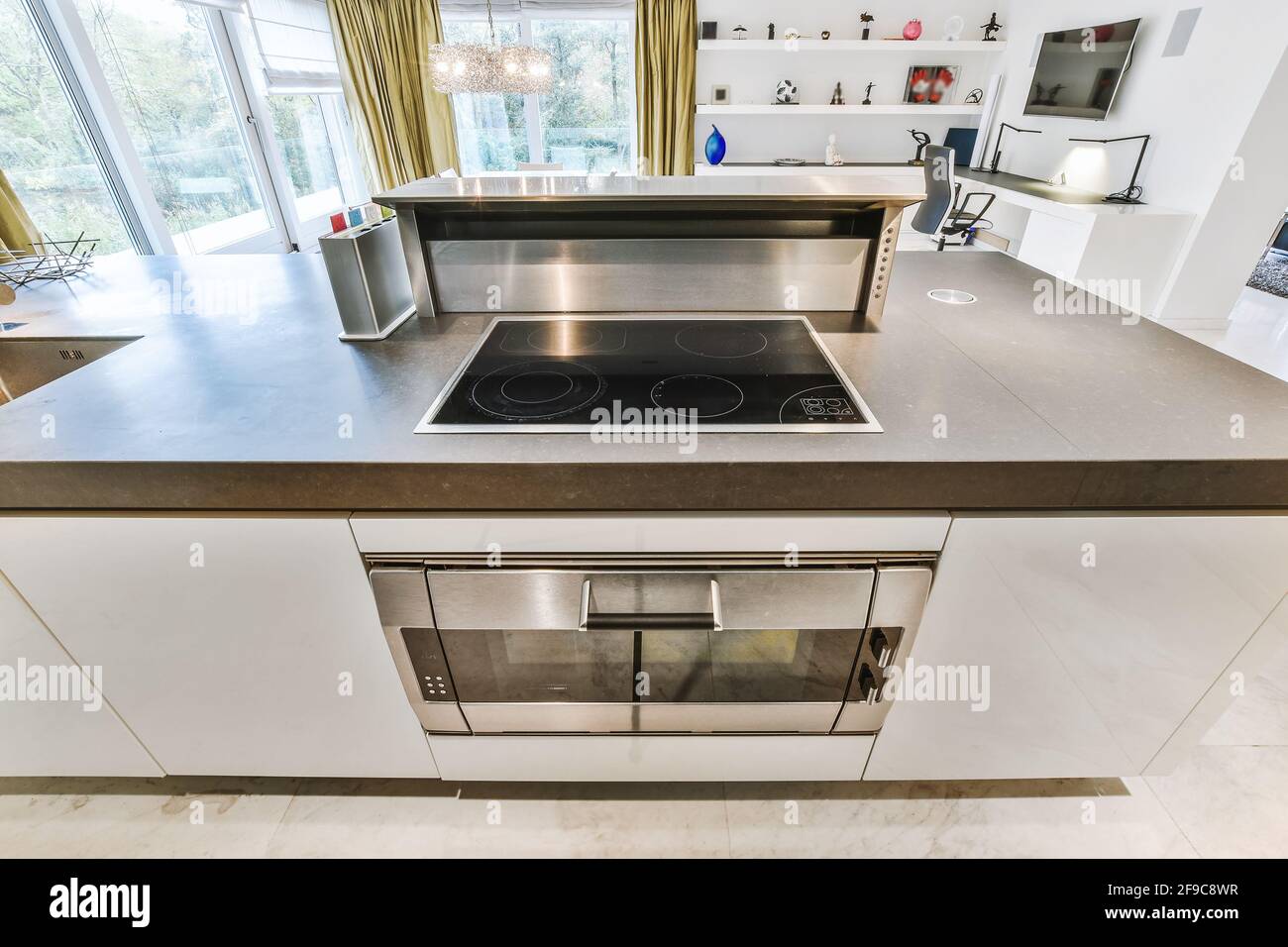 Expensive kitchen appliances built in counter Stock Photo Alamy