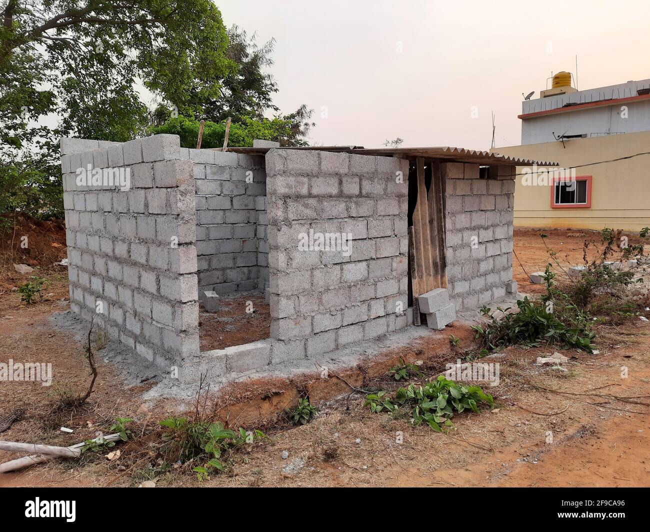 Construction of a small new house in a rural area Stock Photo - Alamy