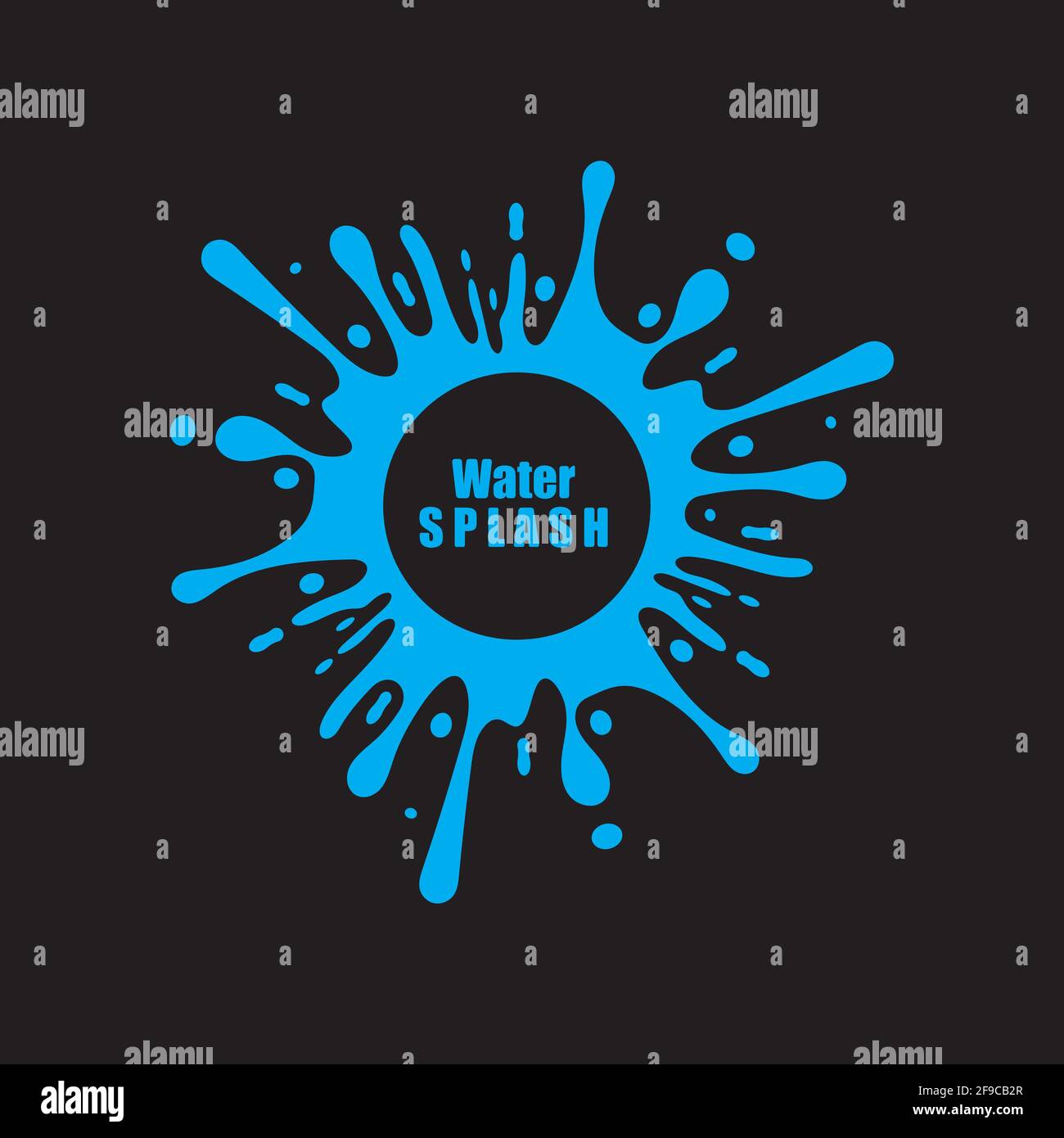 water splash blue color circle template on black  background vector Stock Vector