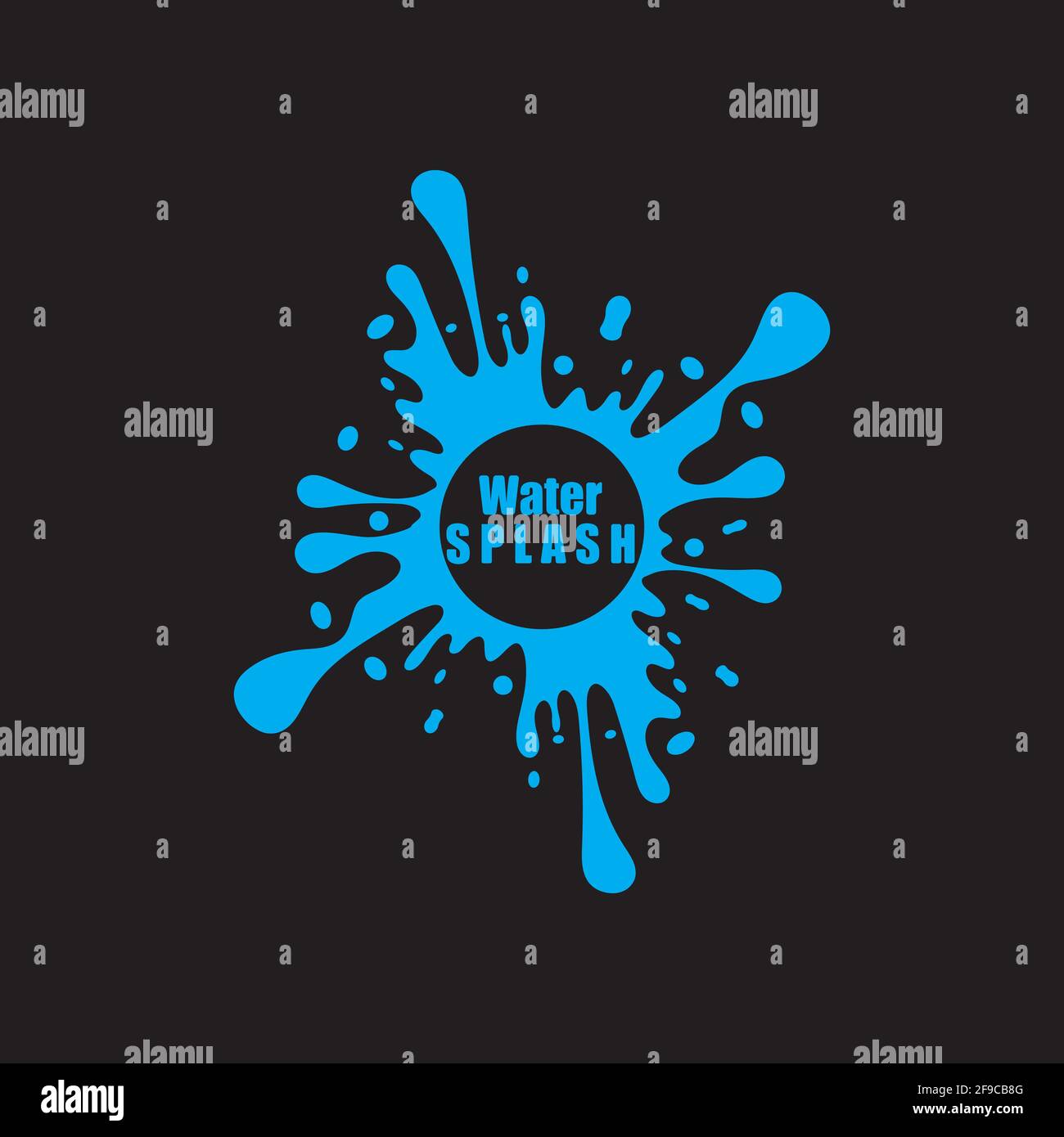 water splash blue color circle template on black  background vector Stock Vector