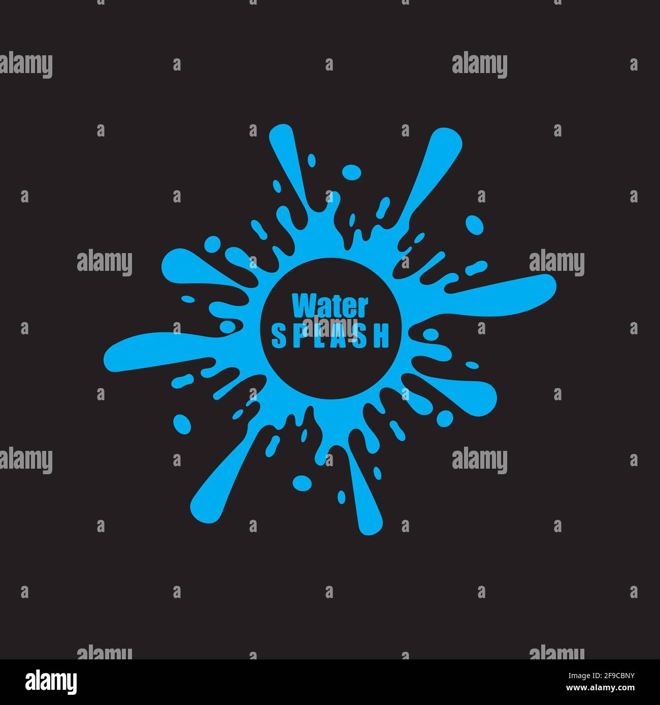 water splash blue color circle template on black  background vector Stock Vector