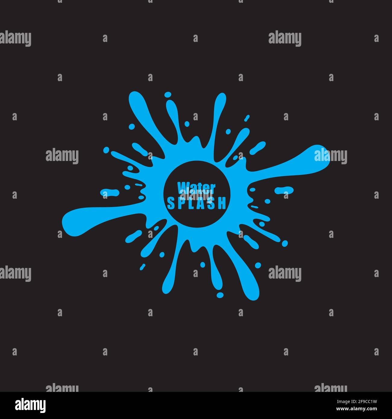 water splash blue color circle template on black  background vector Stock Vector