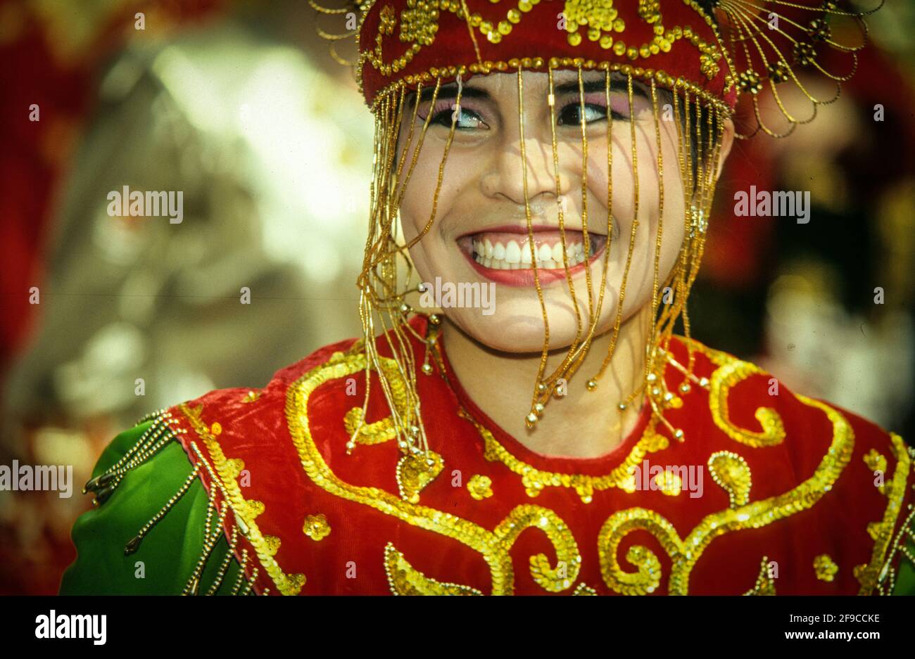 Member of an Indonesian folklore group at the Carnival of Cultures of