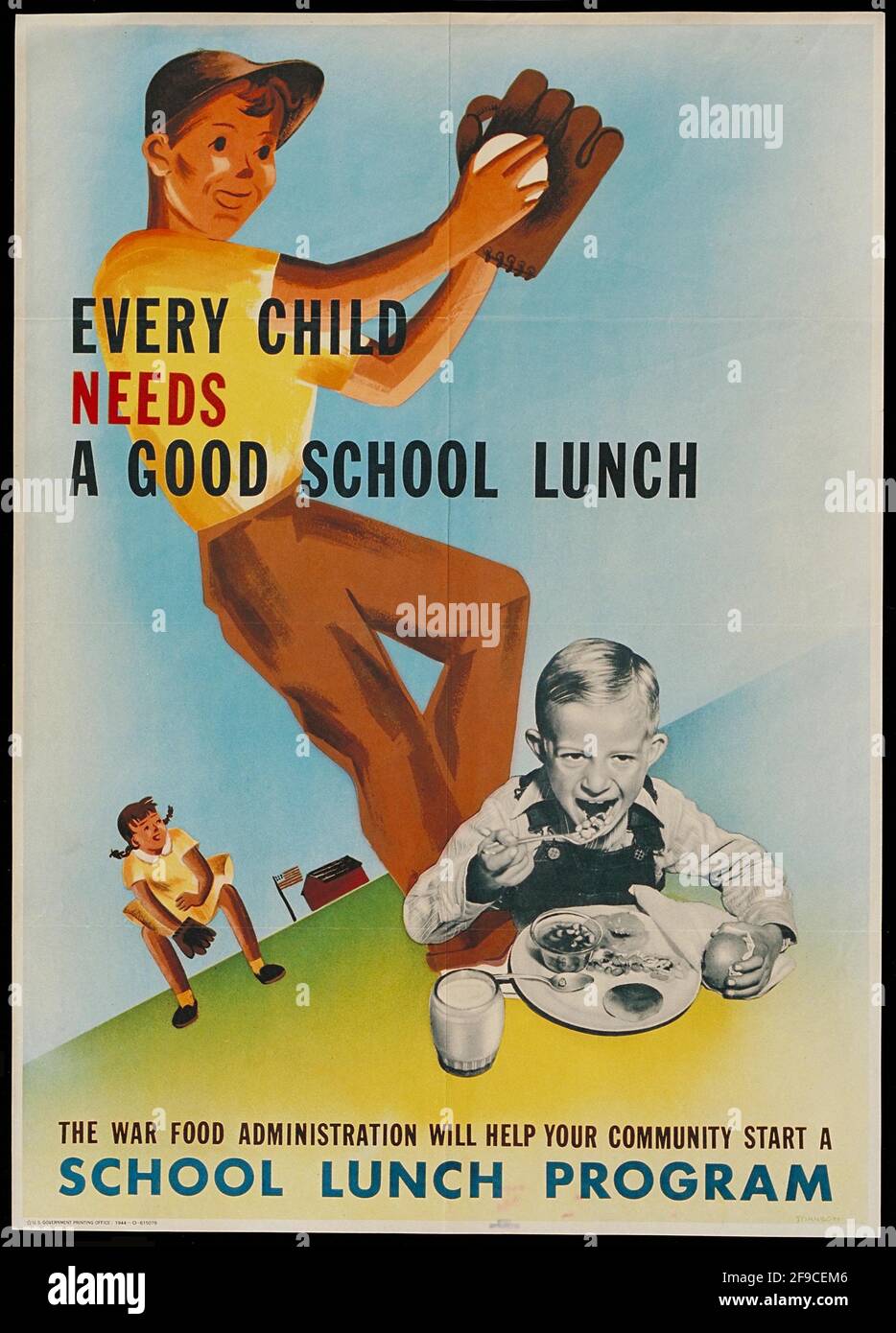 An American WW2 poster promting school lunches Stock Photo