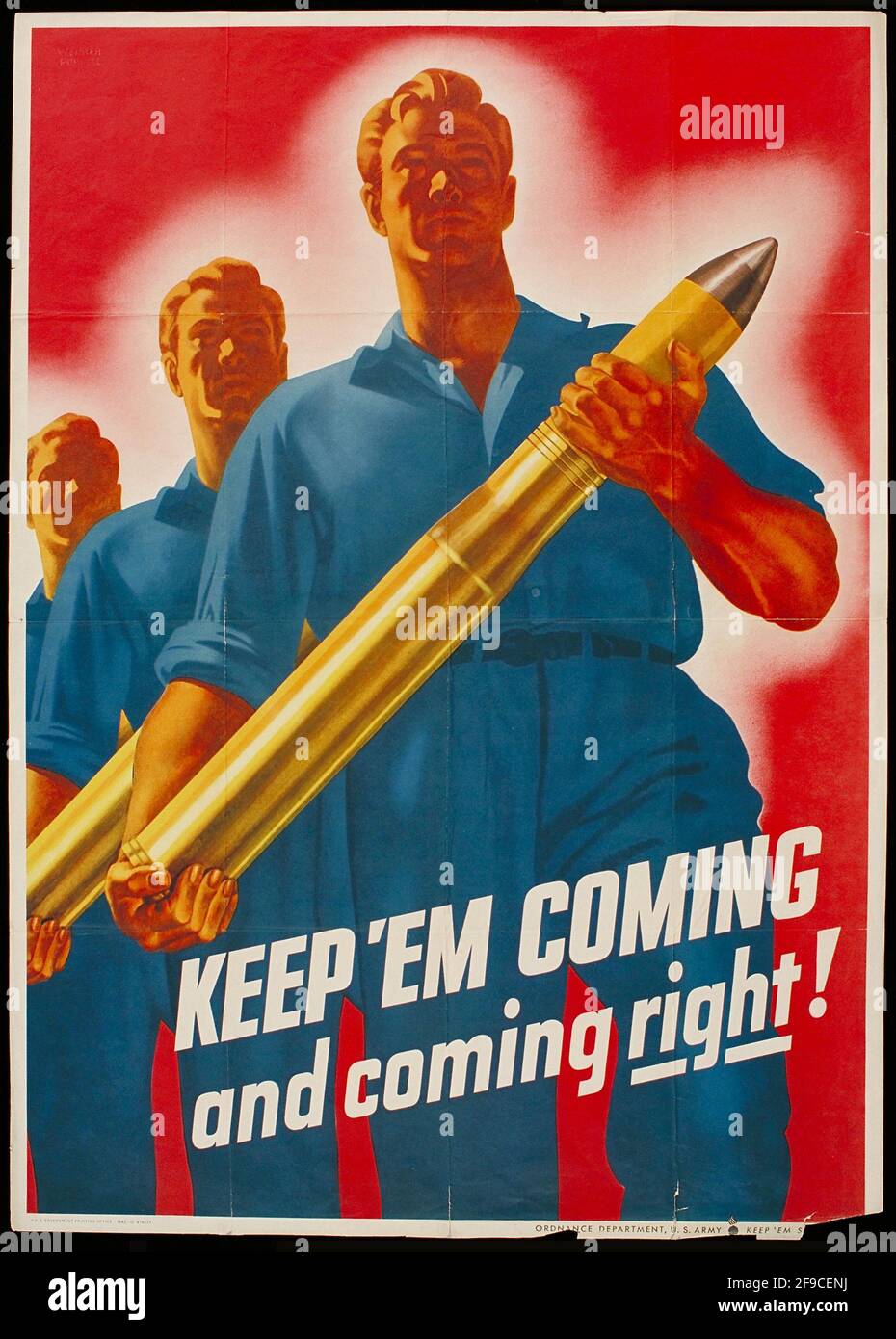 An American WW2 poster about increasing production in the war effort Stock Photo