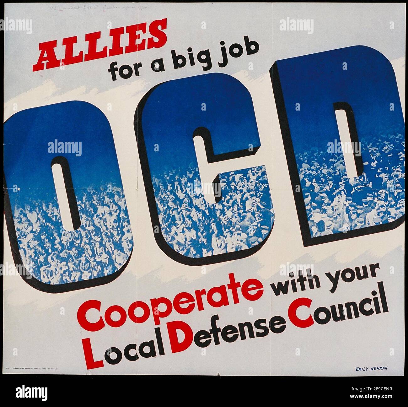 An American WW2 poster promoting co-operation with the Local Defense Council Stock Photo