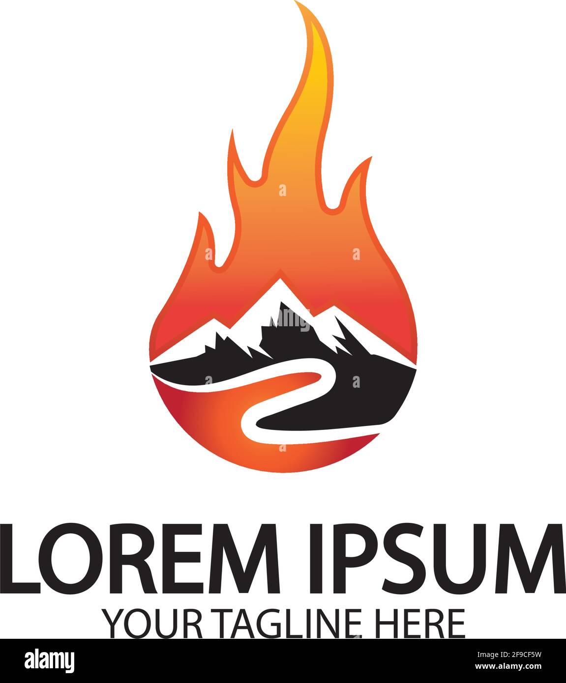 Mountain fire logo vector, mountain vector, fire vector, simple mountain logo design, fire simple design Stock Vector