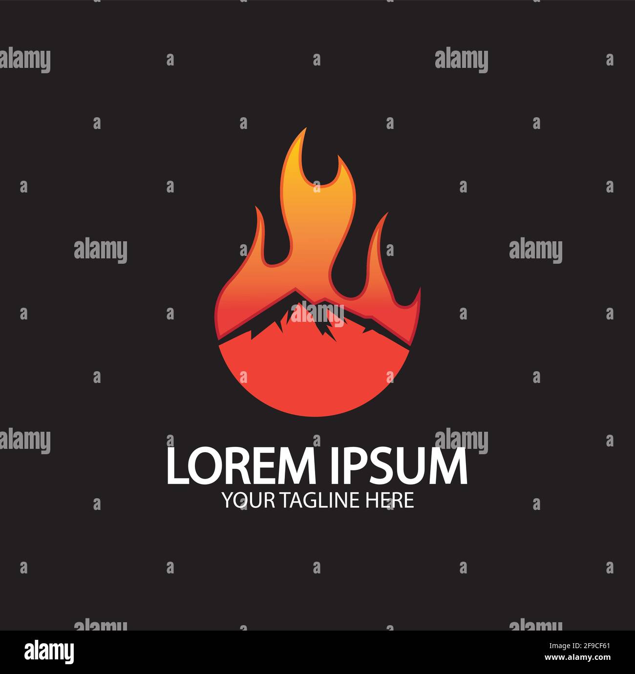 Mountain fire logo vector, mountain vector, fire vector, simple mountain logo design, fire simple design Stock Vector