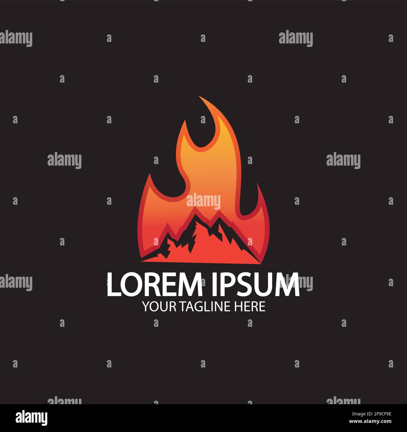 Mountain fire logo vector, mountain vector, fire vector, simple mountain logo design, fire simple design Stock Vector
