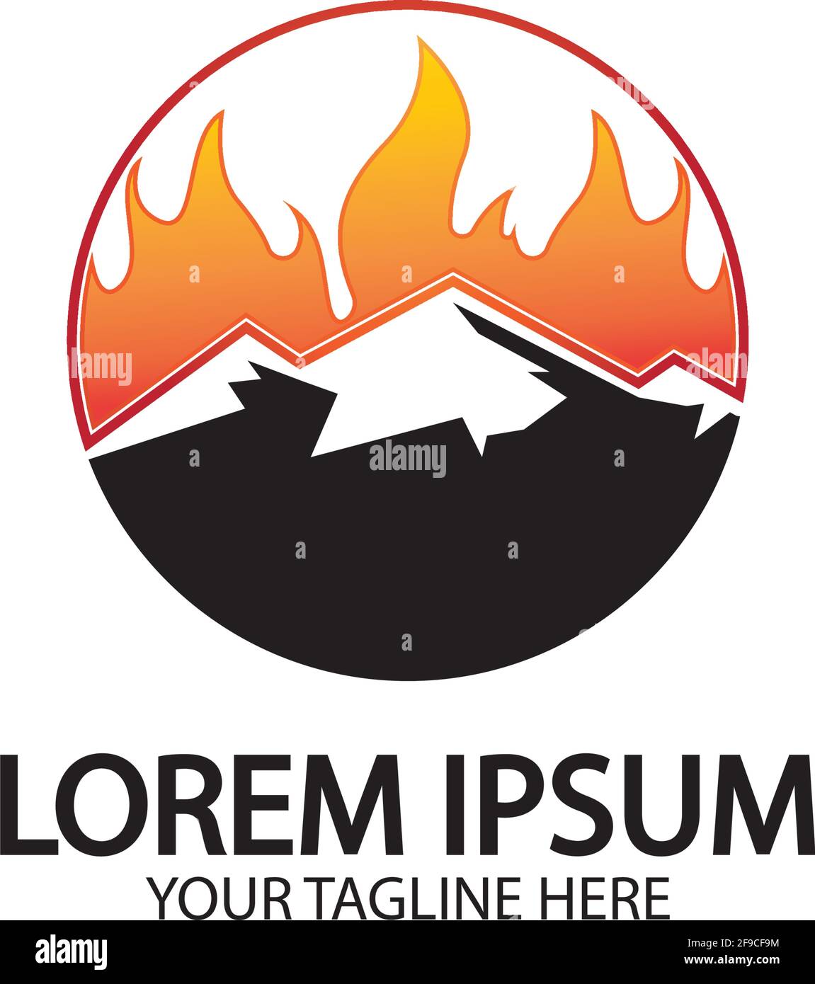 Mountain fire logo vector, mountain vector, fire vector, simple mountain logo design, fire simple design Stock Vector
