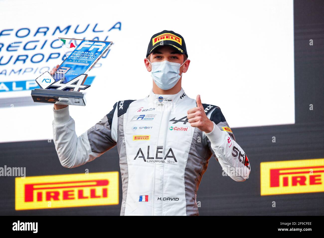 DAVID Hadrien, R-ace GP, portrait podium during the 1st round of the 2021  Formula Regional European Championship by Alpine from April 16 to 18, 2021  on the Autodromo Internazionale Enzo e Dino