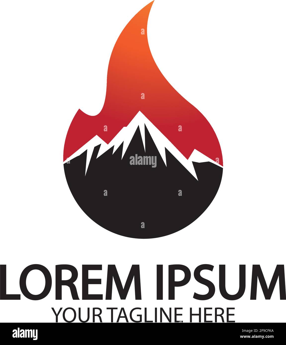 Mountain fire logo vector, mountain vector, fire vector, simple mountain logo design, fire simple design Stock Vector