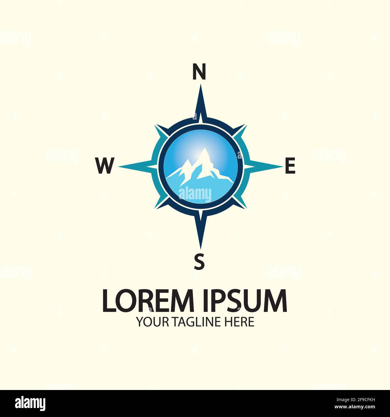 Compass with mountain for logo design illustrator  exploration icon  hiking tool. Stock Vector