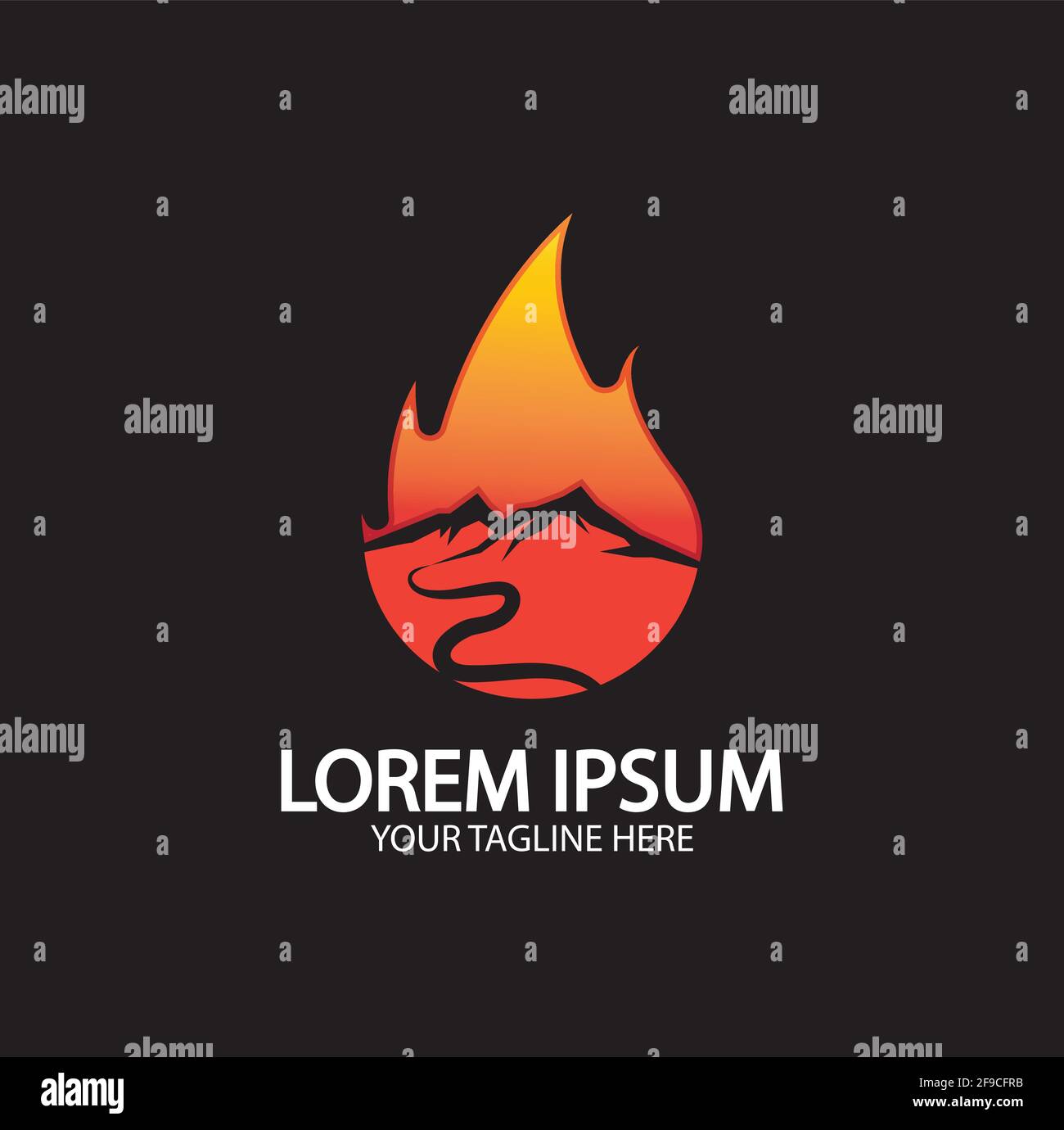 Mountain fire logo vector, mountain vector, fire vector, simple mountain logo design, fire simple design Stock Vector