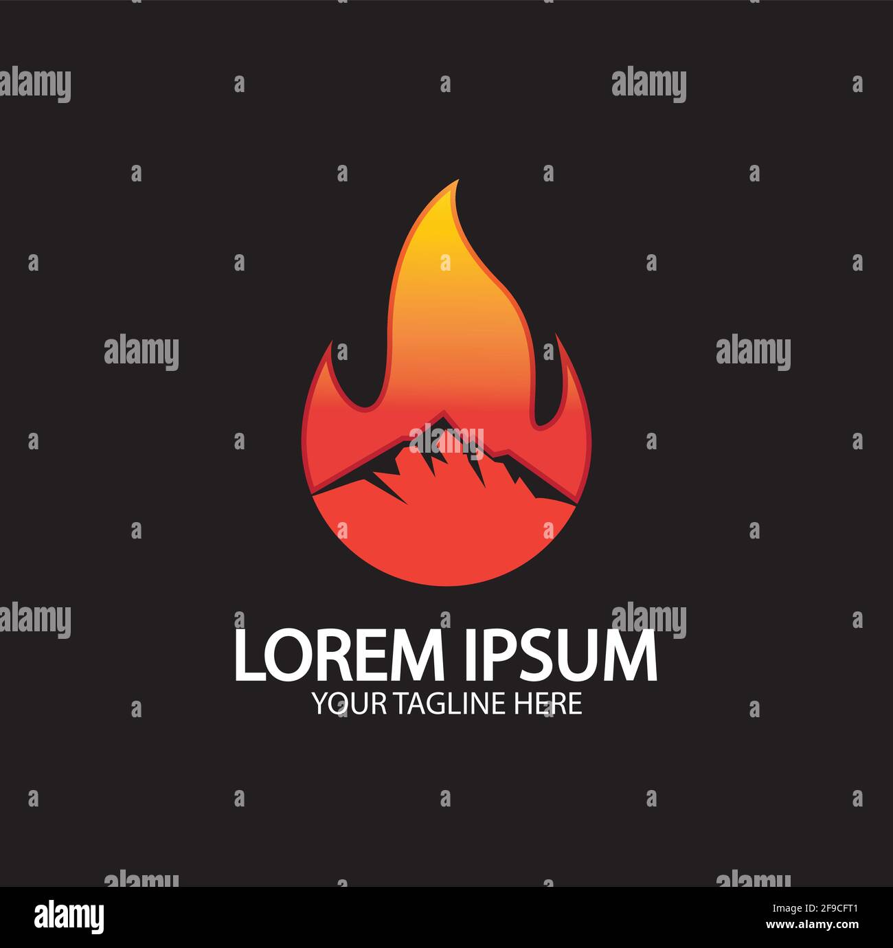 Mountain fire logo vector, mountain vector, fire vector, simple mountain logo design, fire simple design Stock Vector