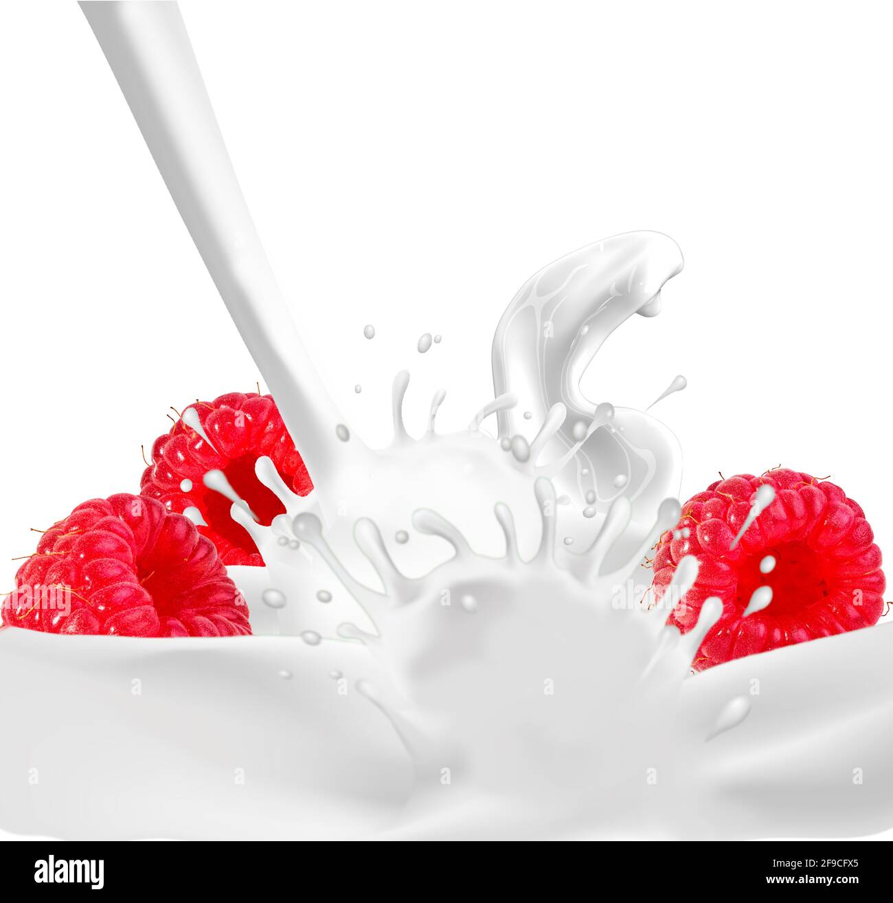 Yoghurt Drops Raspberry Splash and drops yogurt, milk, ice cream from falling ripe raspberries ...