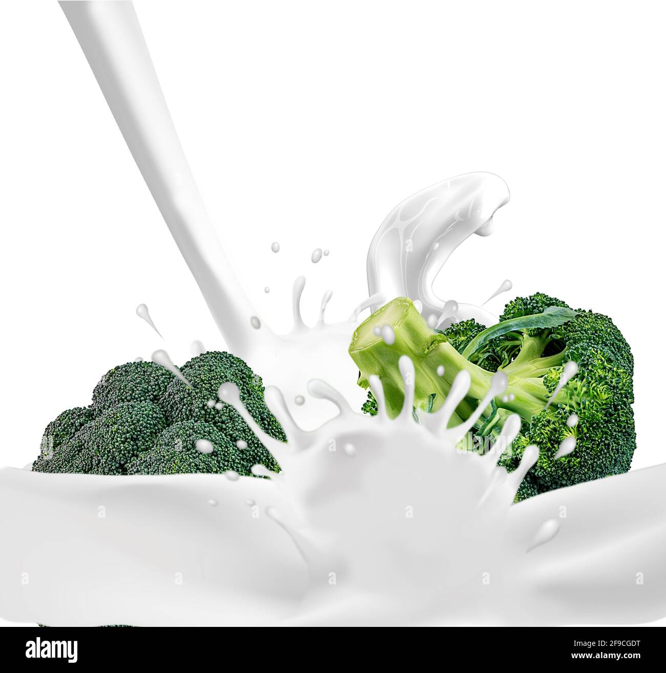 broccoli and milk splash, broccoli yogurt ,salad Stock Photo Alamy