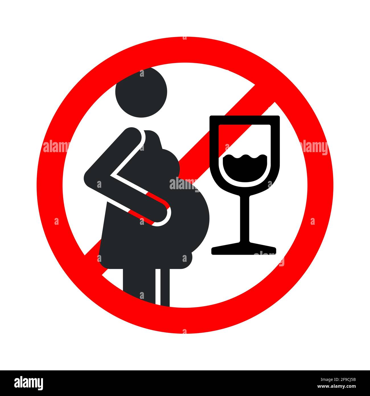 No alcohol during pregnancy red forbidden sign isolated on white Stock