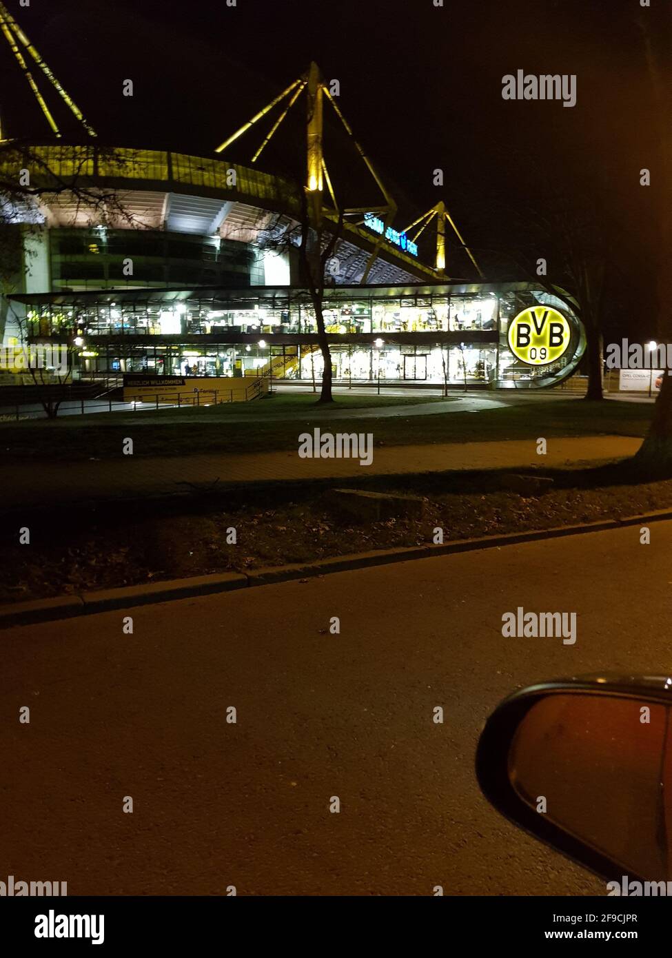 DORTMUND, NRW, GERMANY - DEZEMBER 30, 2019: The Westfalenstadion at night is a football stadium in Dortmund, the home of Borussia Dortmund. Officially Stock Photo