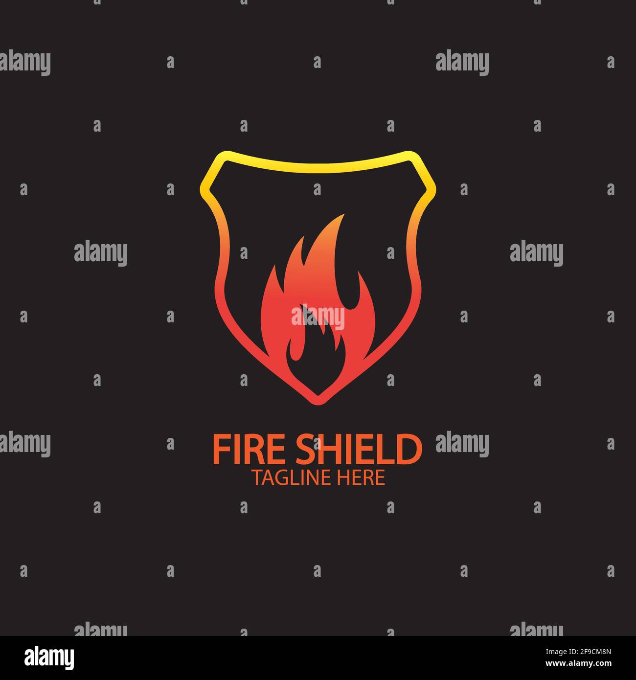Fire shield logo design element. Fire warning sign shield. Fire flame vector illustration Stock Vector