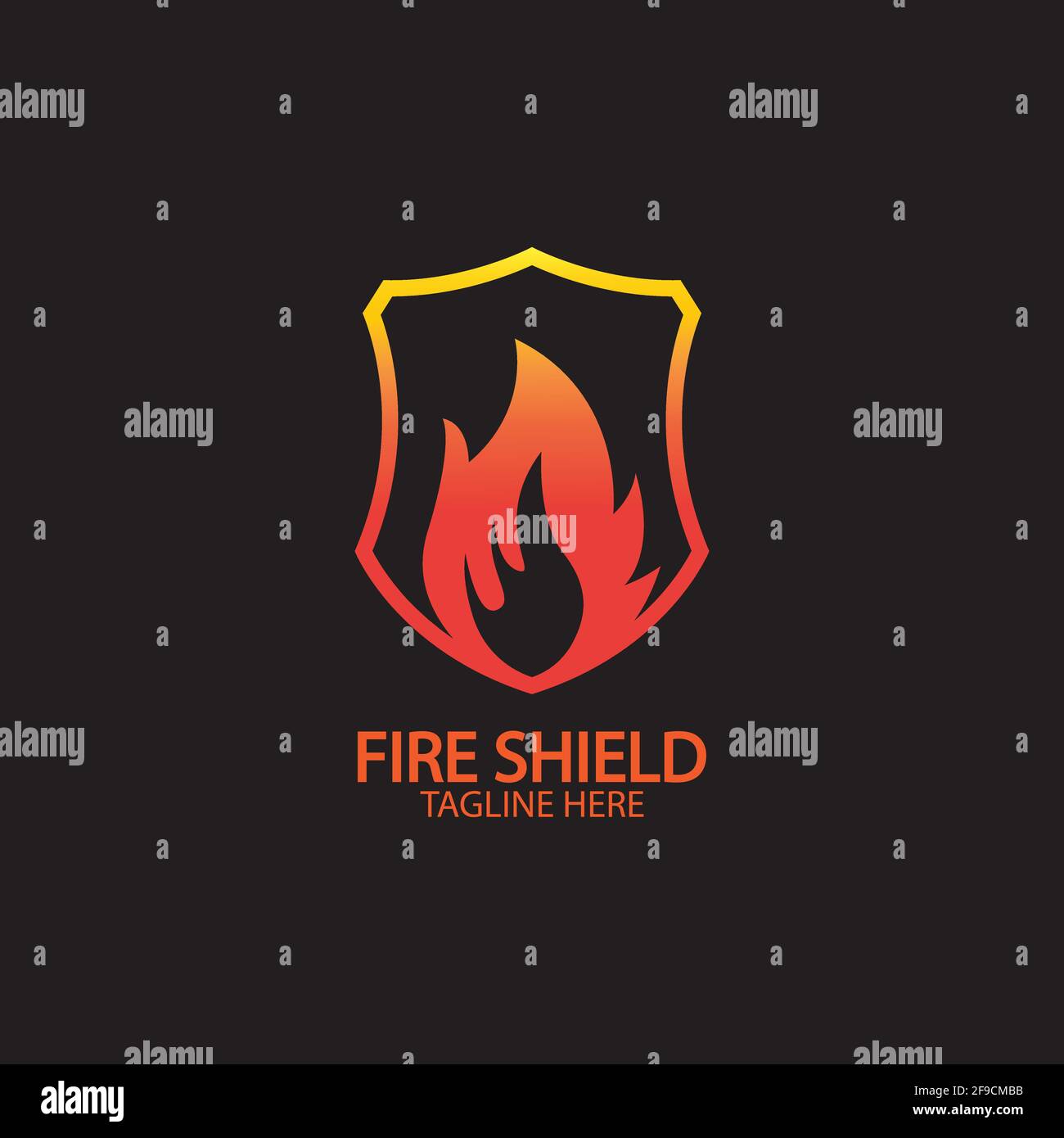 Fire shield logo design element. Fire warning sign shield. Fire flame ...