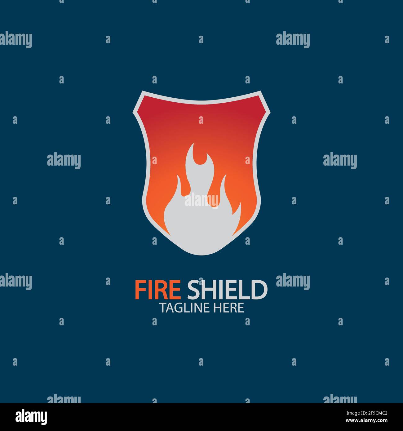 Fire shield logo design element. Fire warning sign shield. Fire flame vector illustration Stock Vector