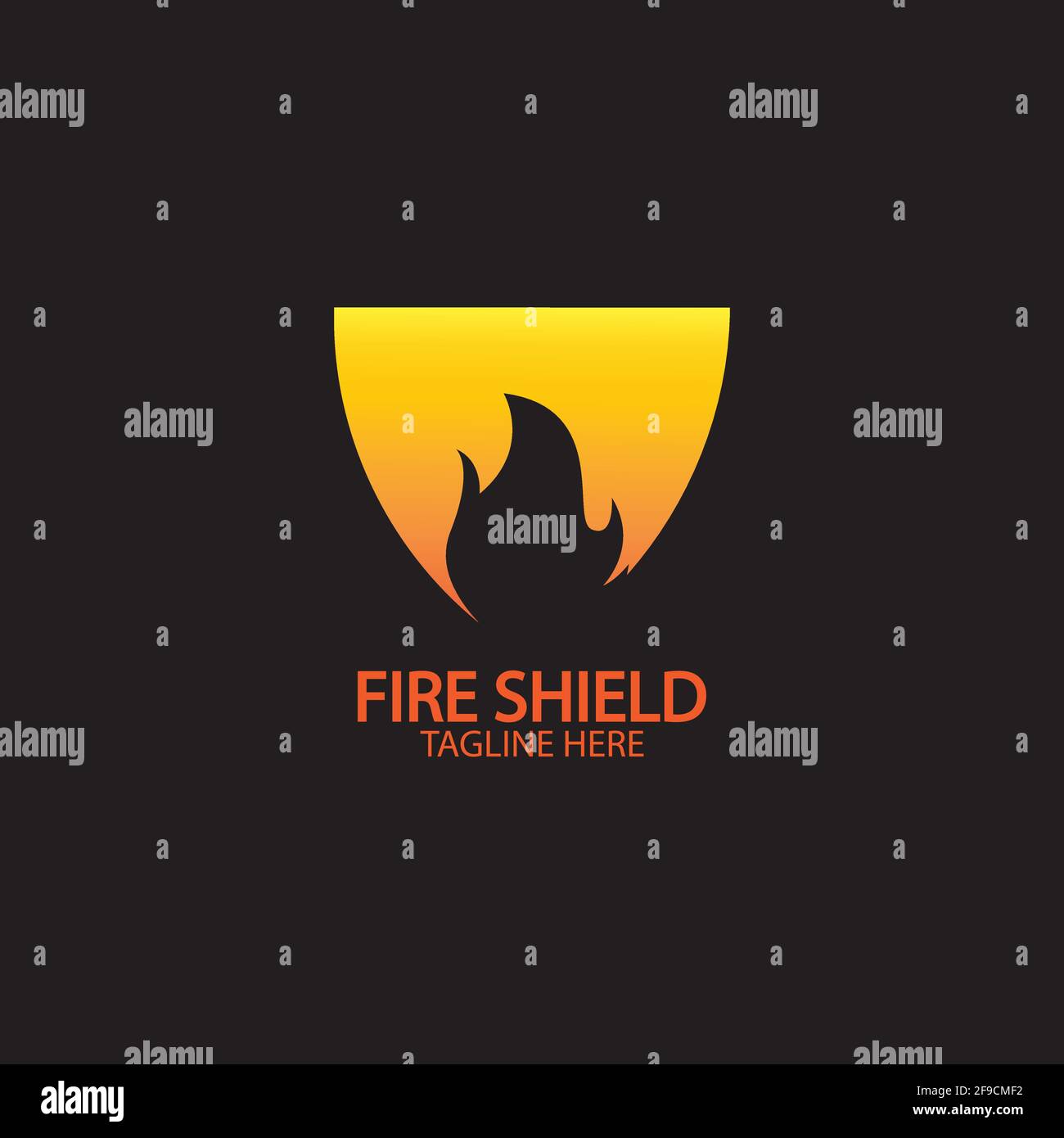 Fire shield logo design element. Fire warning sign shield. Fire flame vector illustration Stock Vector