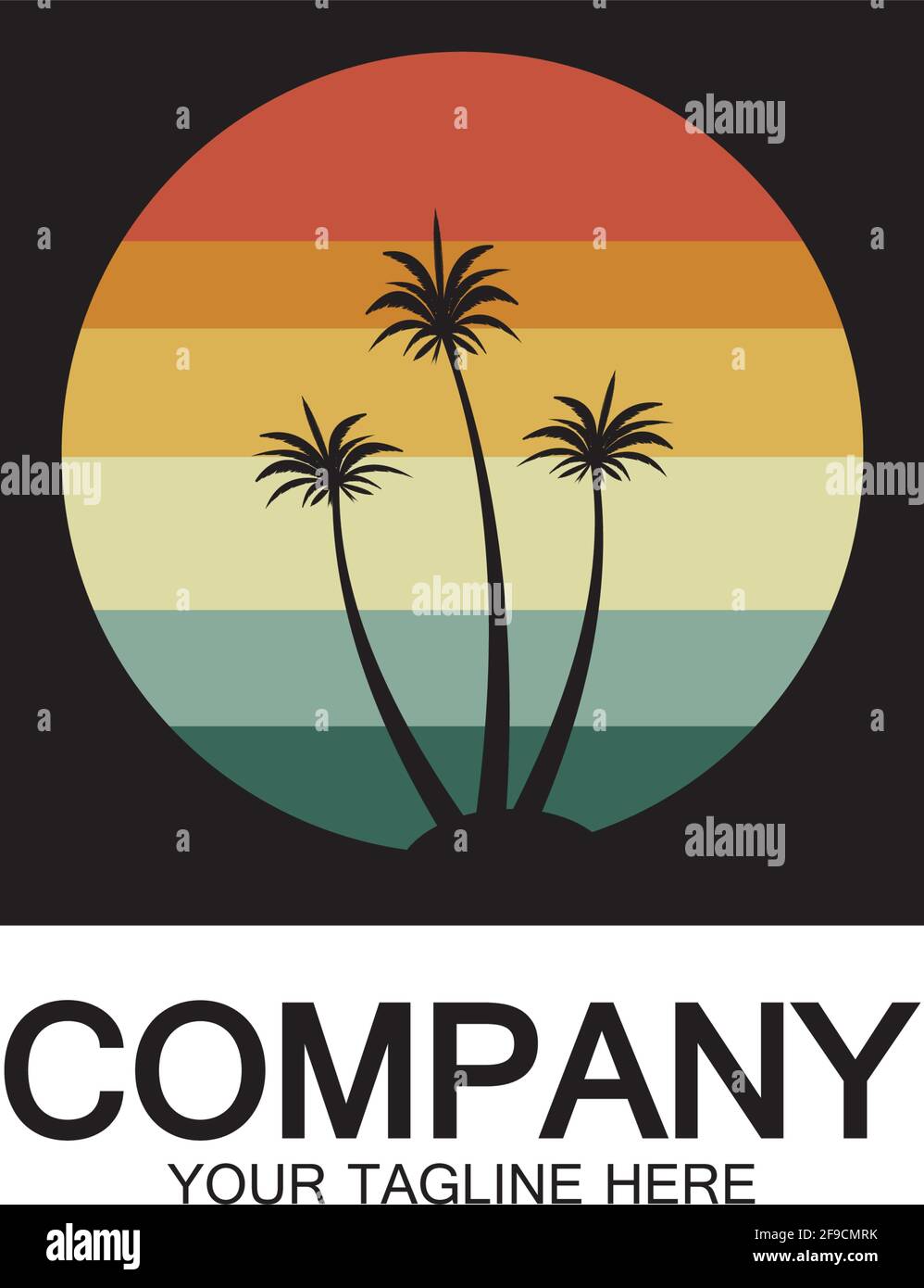 Palm Tree Beach Vintage Icon. Stock Vector