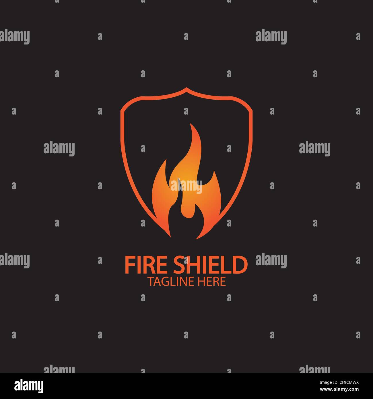 Fire shield logo design element. Fire warning sign shield. Fire flame vector illustration Stock Vector