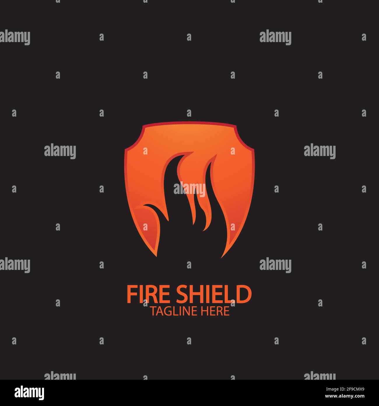 Fire shield logo design element. Fire warning sign shield. Fire flame vector illustration Stock Vector