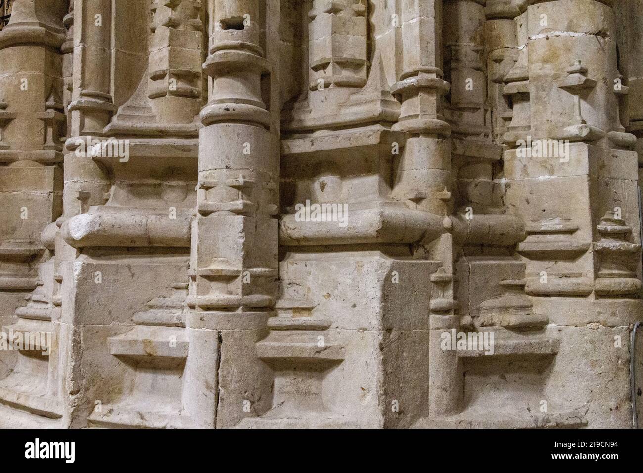 Close-up shot of an ancient building wall with columns Stock Photo - Alamy