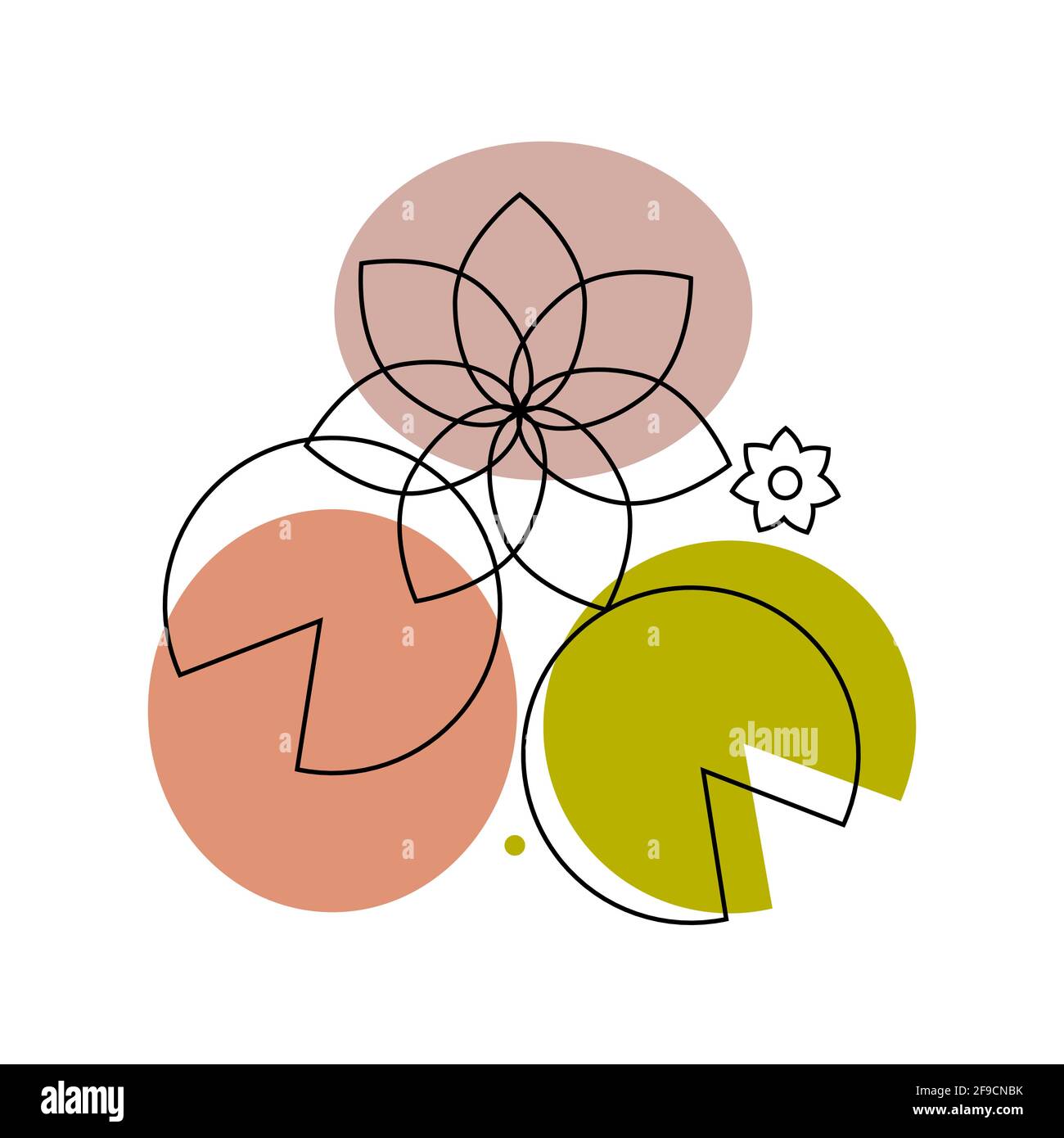 Religion, symbol, lotus, Drawing vector graphics with floral pattern for design. Floral flower natural design. Graphic, sketch Stock Vector