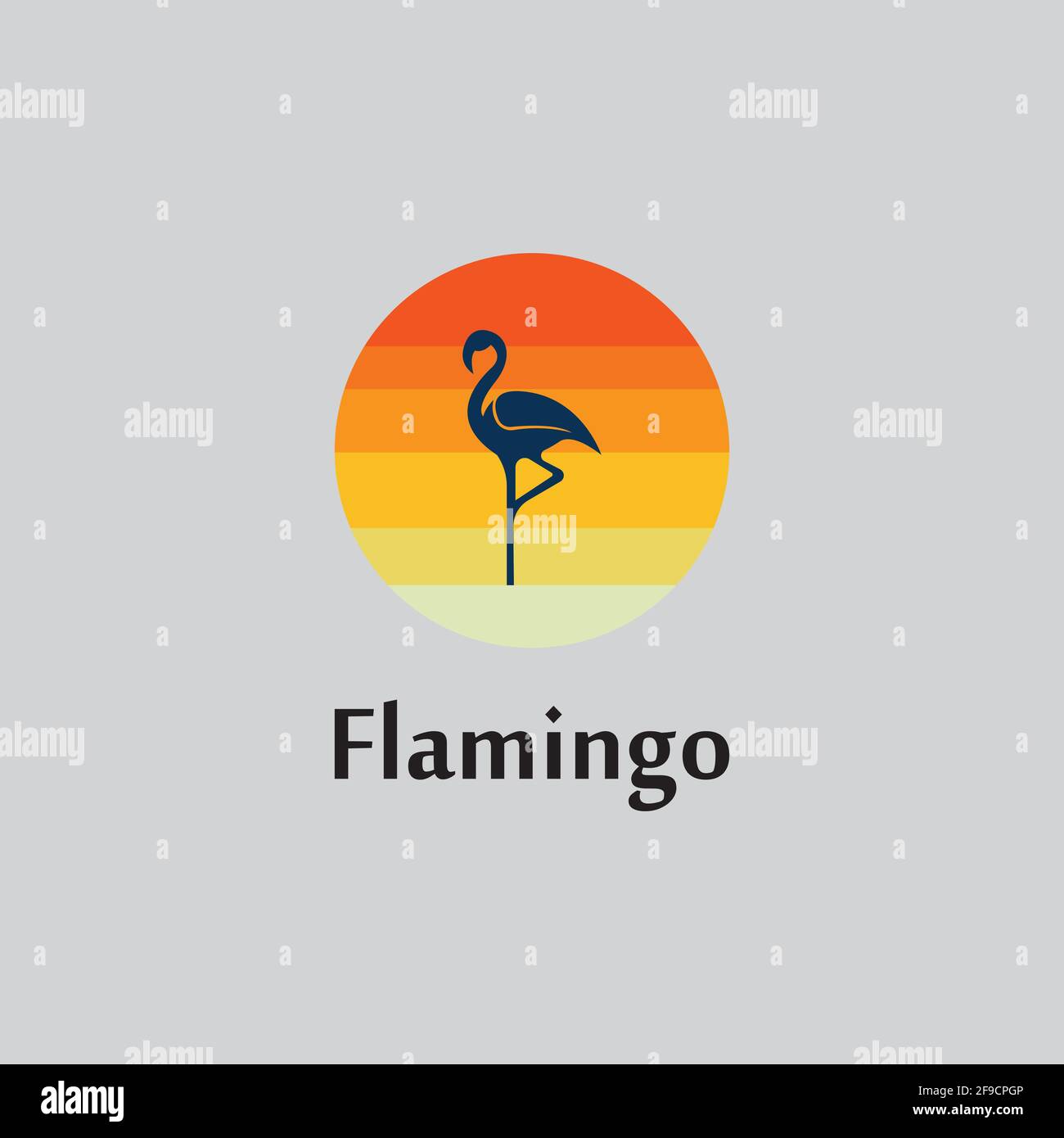 flamingo silhouette scene at sunset logo design vector Stock Vector