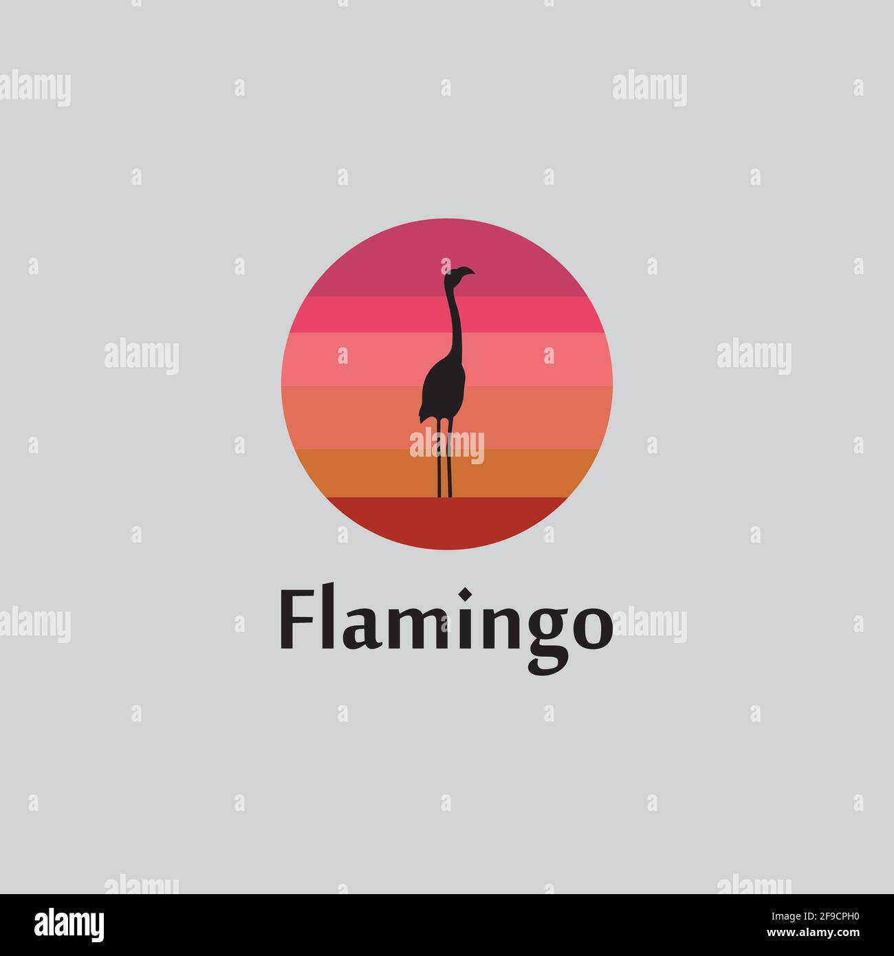 flamingo silhouette scene at sunset logo design vector Stock Vector