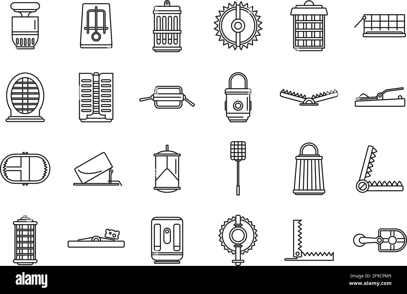 Hunter animal trap icons set, outline style Stock Vector Image & Art ...