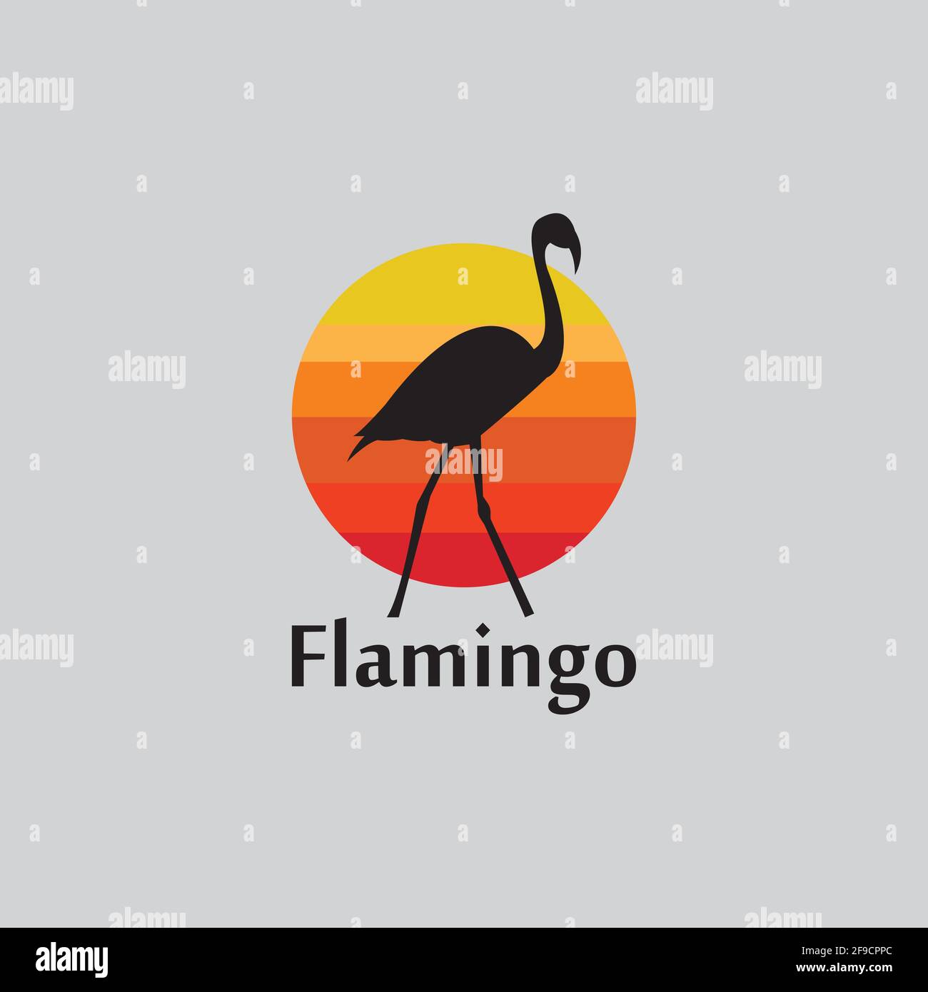 flamingo silhouette scene at sunset logo design vector Stock Vector