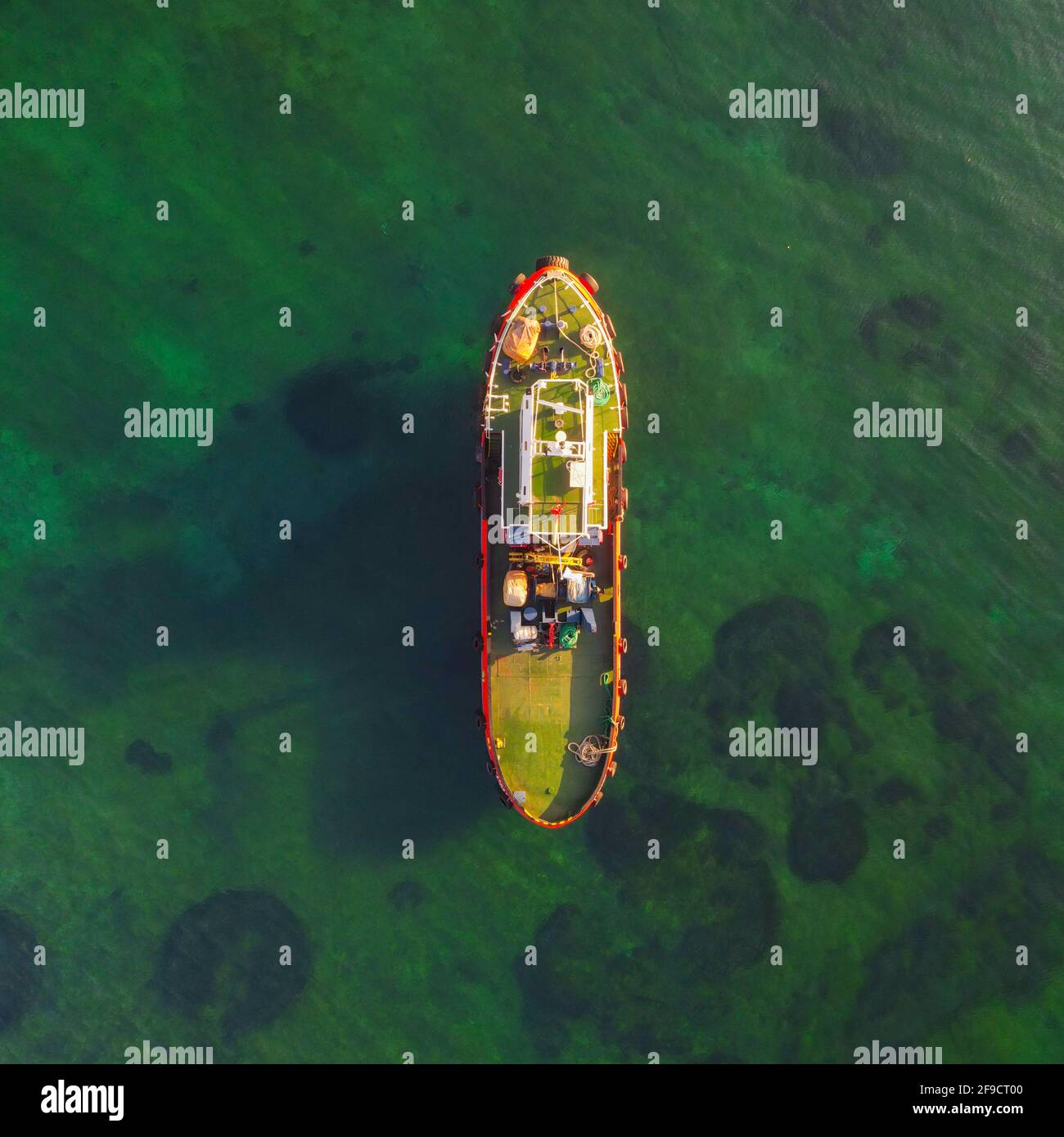 Aerial view of the yacht in the water Stock Photo - Alamy