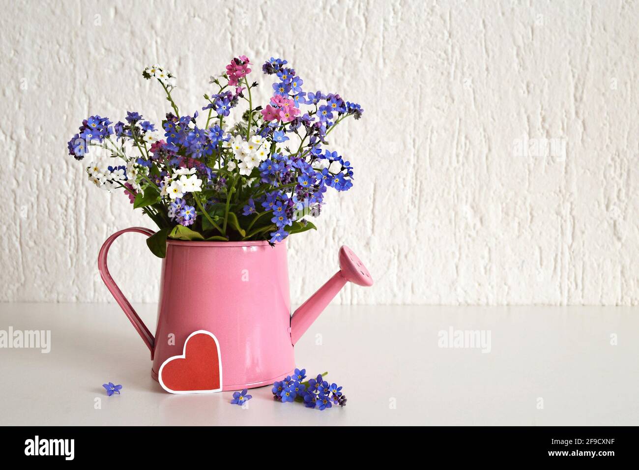 Mothers Day flowers in a watering bucket Stock Photo