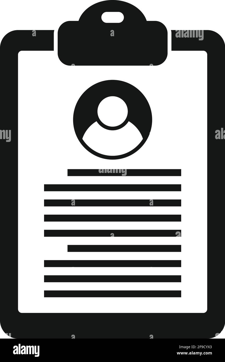Personal information clipboard icon, simple style Stock Vector