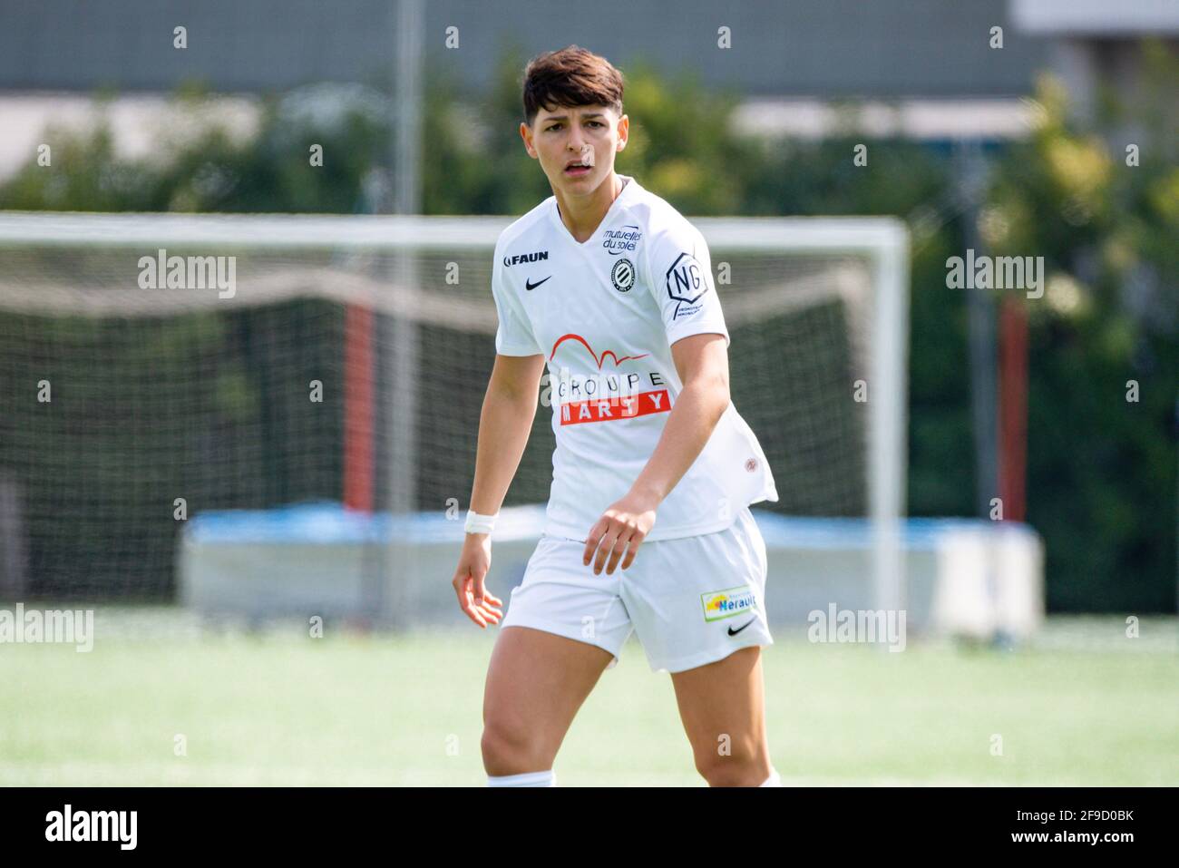 Elisa De Almeida of Montpellier Herault Sport Club reacts during the  Women's French championship D1 Arkema football match between GPSO 92 Issy  and Montpellier HSC on April 17, 2021 at Le Gallo