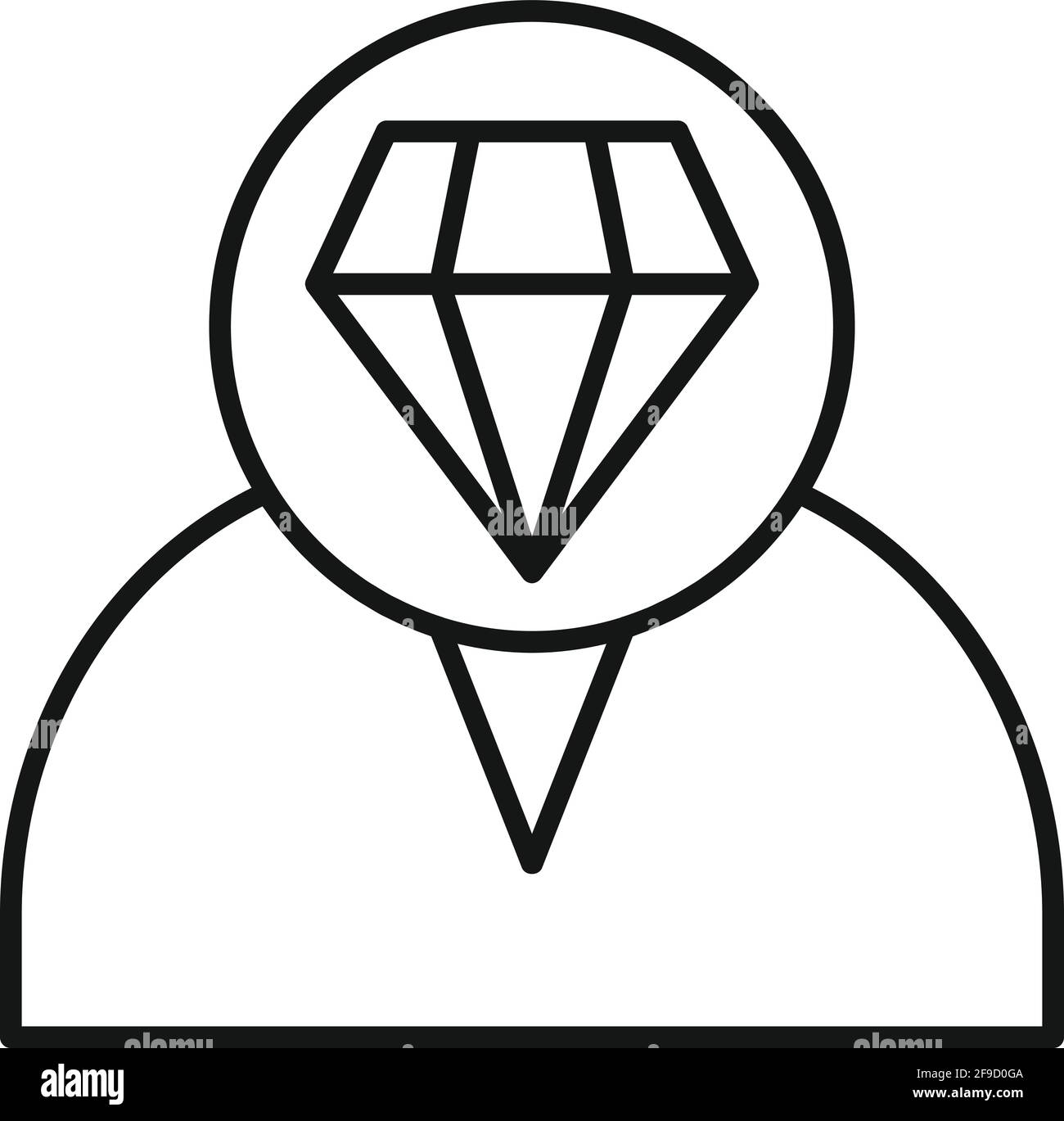 Diamond personal traits icon, outline style Stock Vector