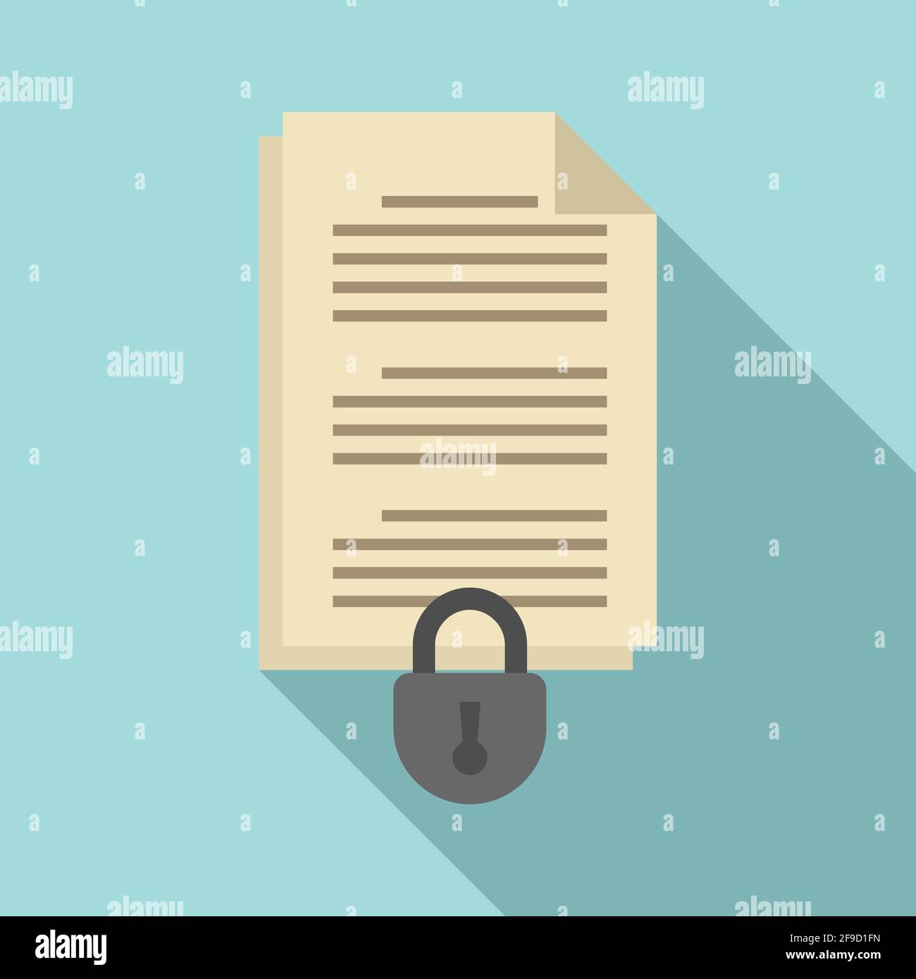 Document access authentication icon, flat style Stock Vector