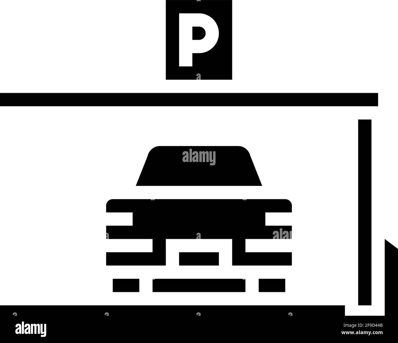 Car On Place Of Parking Line Icon Vector Illustration Stock Vector