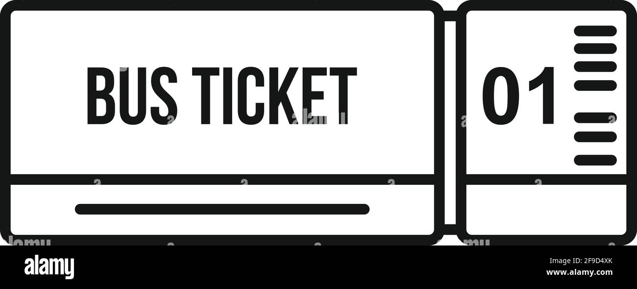 Public bus ticket icon, outline style Stock Vector