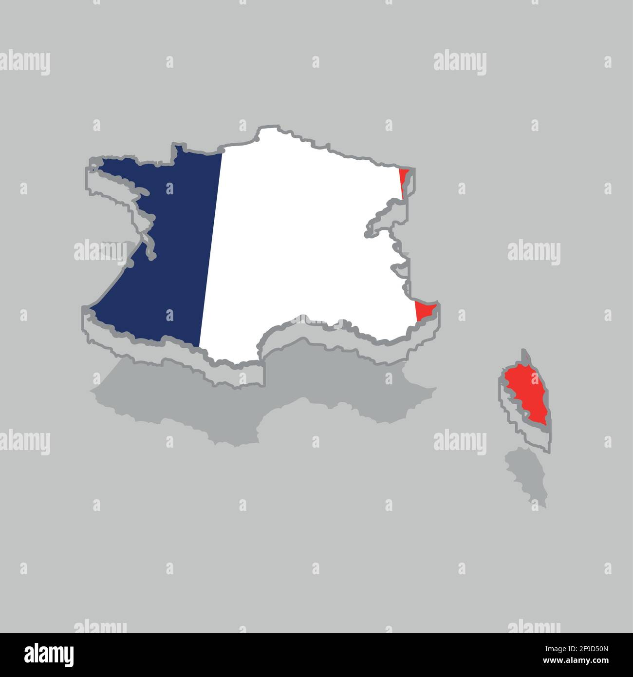Isolated 3d map with the flag of France - Vector illustration Stock ...