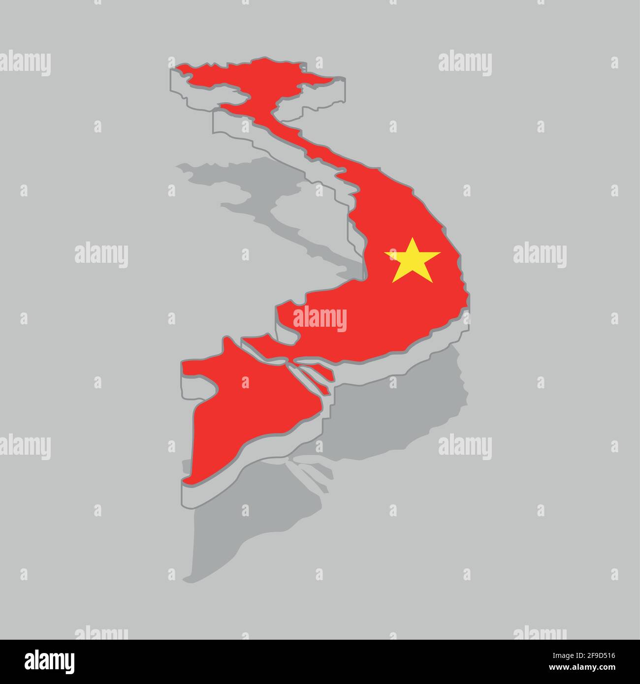 Isolated 3d map wiith the flag of Vietnam - Vector illustration Stock ...