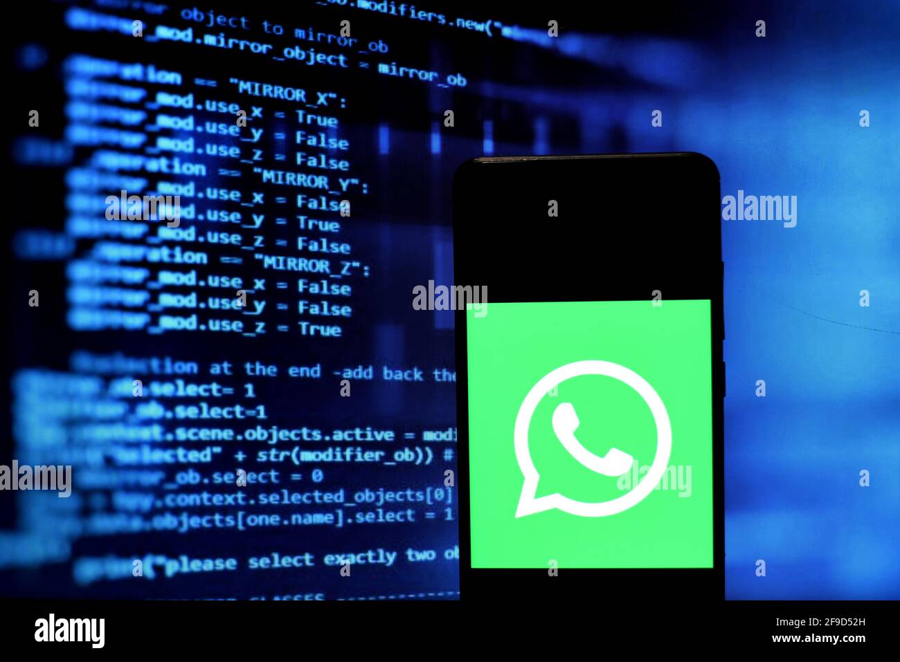 India. 17th Apr, 2021. In this photo illustration of a Whatsapp logo seen displayed on a Smartphone. (Photo by Avishek Das/SOPA Images/Sipa USA) Credit: Sipa USA/Alamy Live News Stock Photo