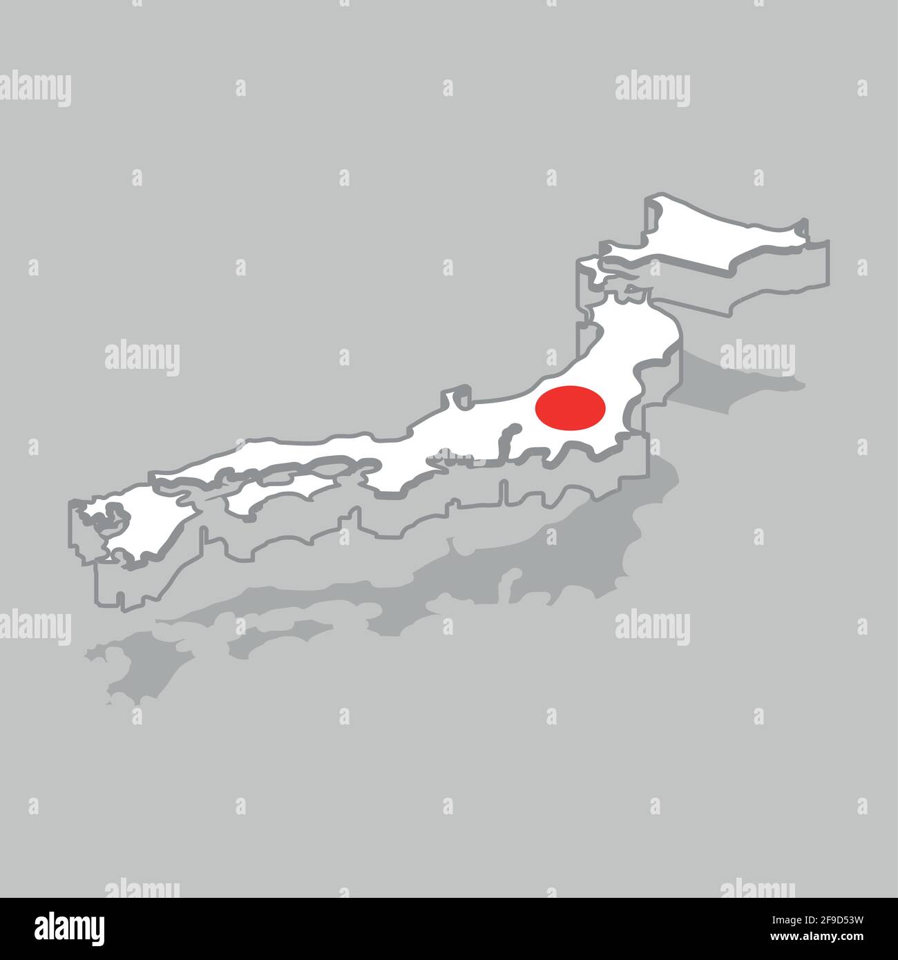 Isolated 3d map with the flag of Japan - Vector illustration Stock ...