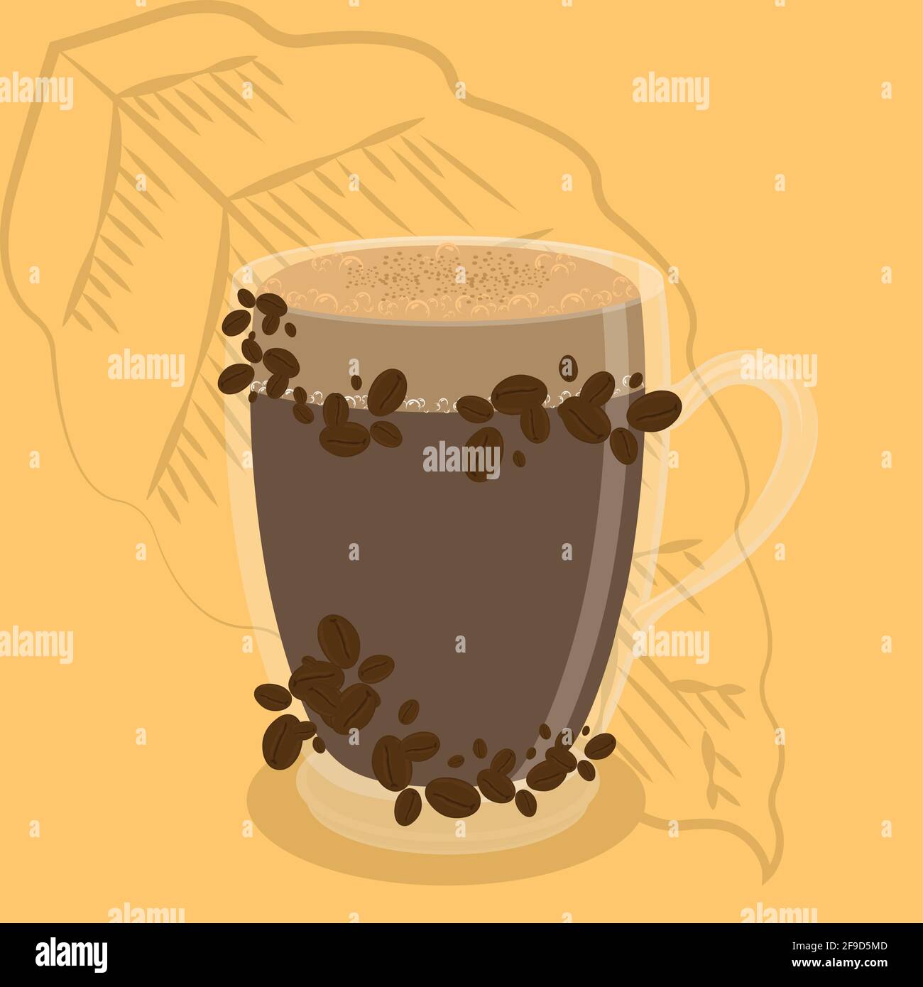 Isolated coffee cup with coffee beans - Vector illustration Stock ...